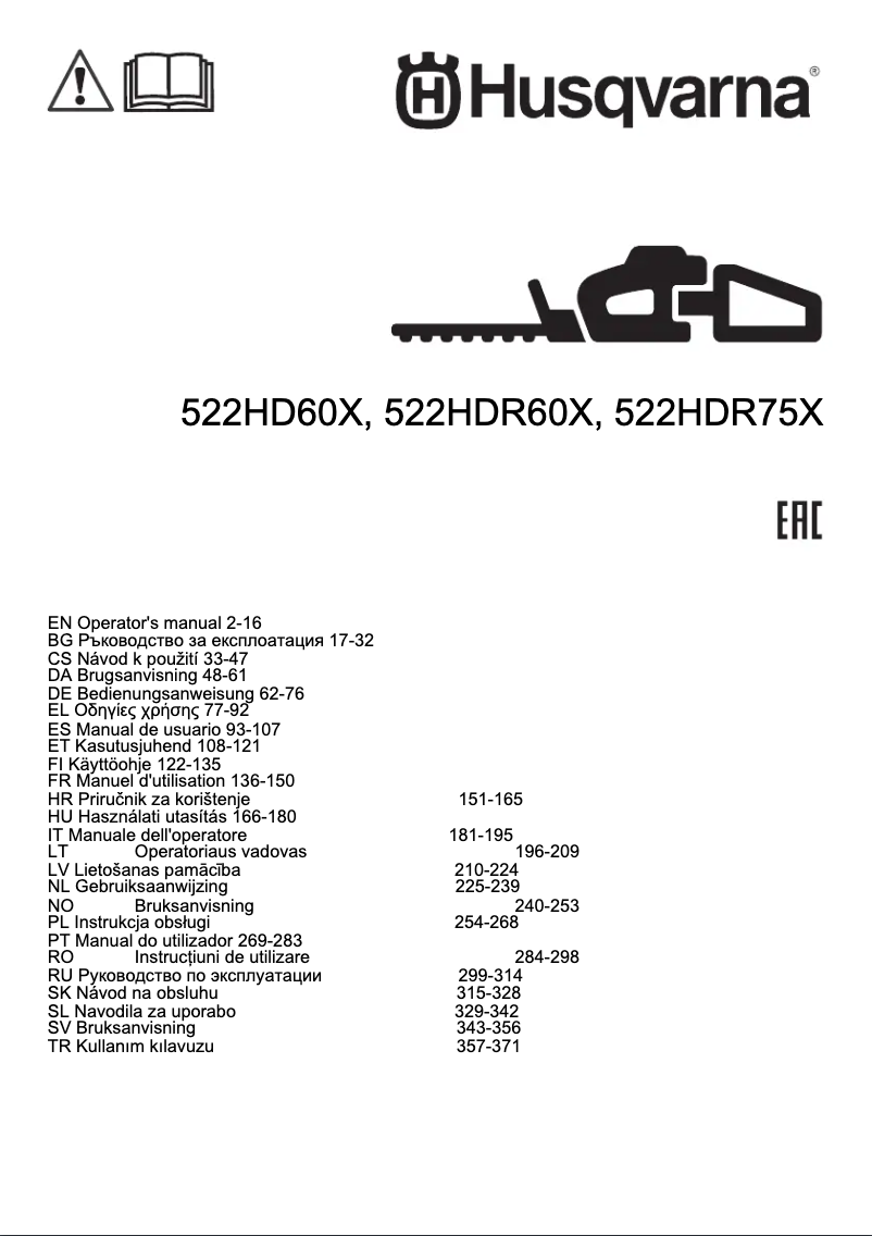 Página nº 1 - Manual de usuario Husqvarna 522HDR75X