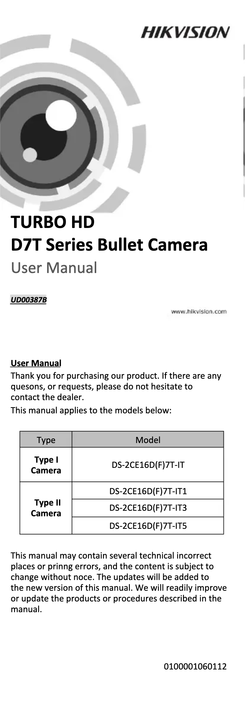 Página 1 del manual Manual de usuario Hikvision DS-2CE16F7T-IT5