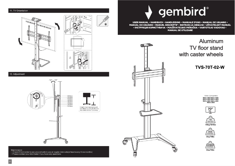 Imagen de la primera página del manual del dispositivo TVS-70T-02-W