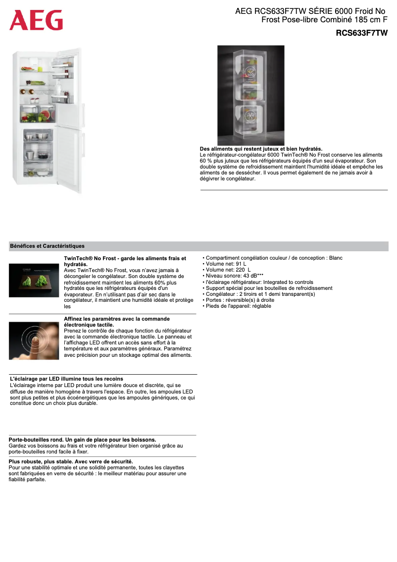 Página nº 1 - Ficha técnica AEG RCS633F7TW
