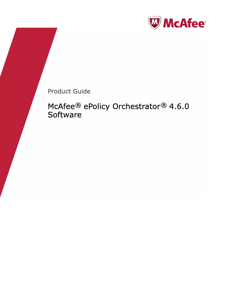 Imagen de la primera página del manual del dispositivo EPolicy Orchestrator 4.6.0