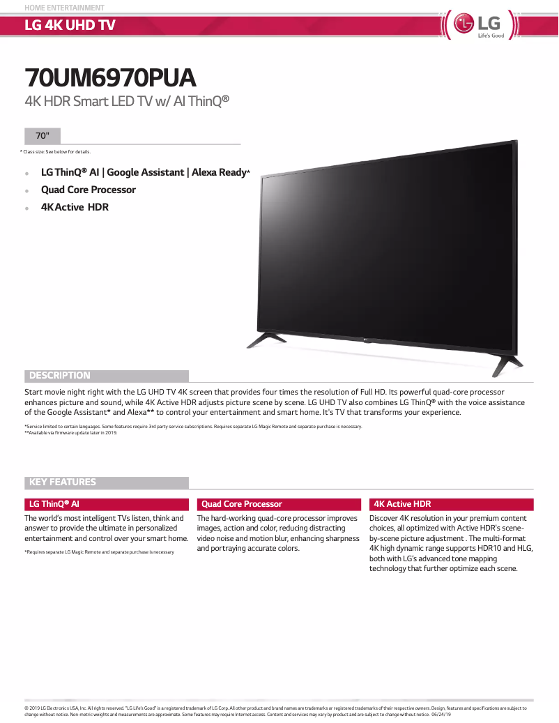 Imagen de la primera página del manual del dispositivo UM6970PUA