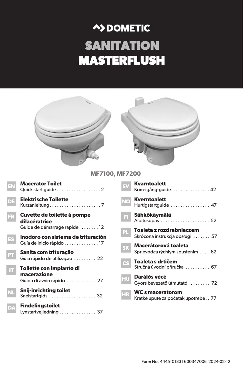 Página nº 1 - Guía de inicio rápido Dometic MasterFlush MF 7120