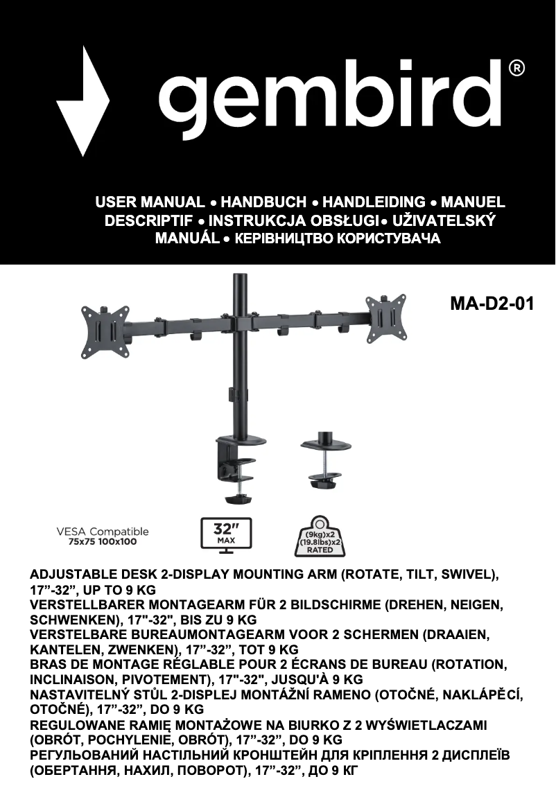 Página 1 del manual Manual de usuario Gembird MA-D2-01