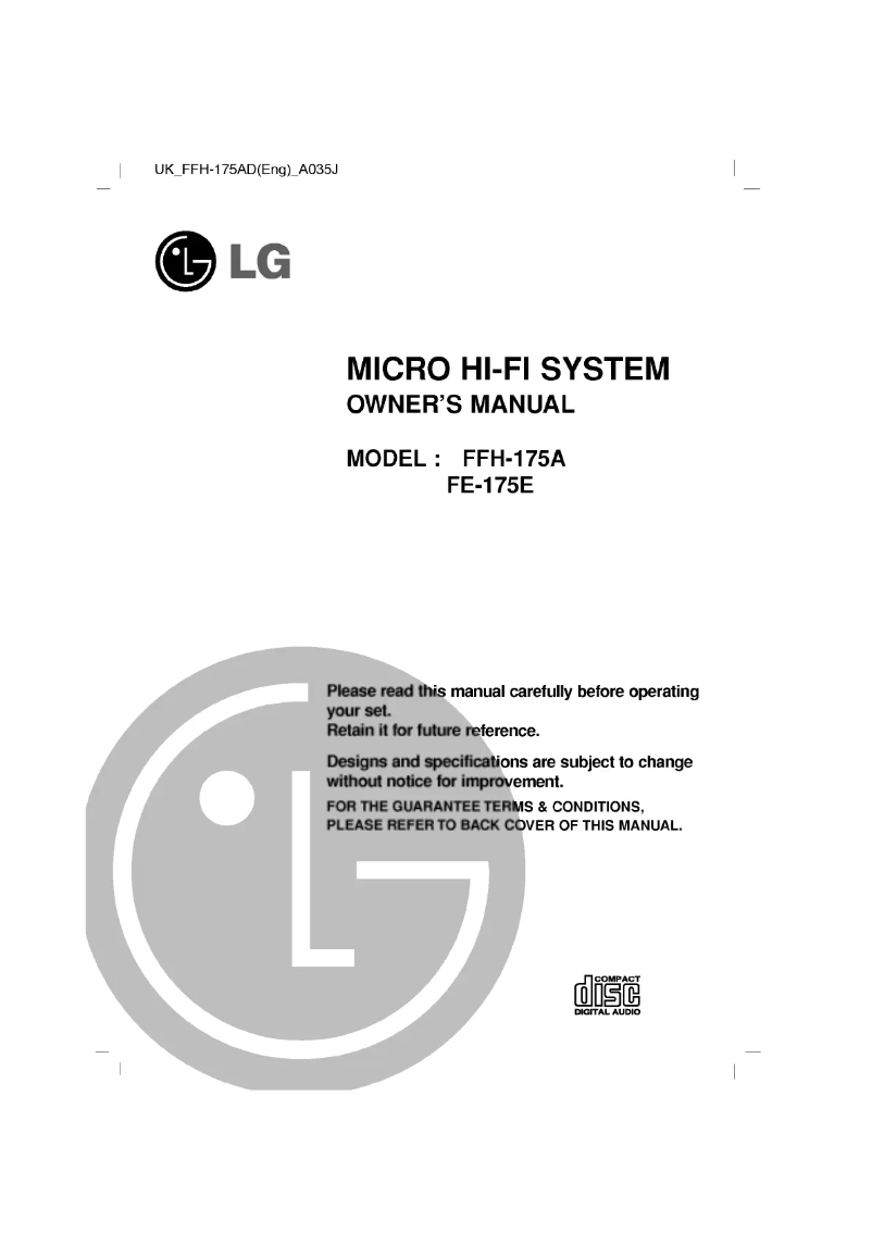 Página nº 1 - Manual de usuario LG FFH-175A