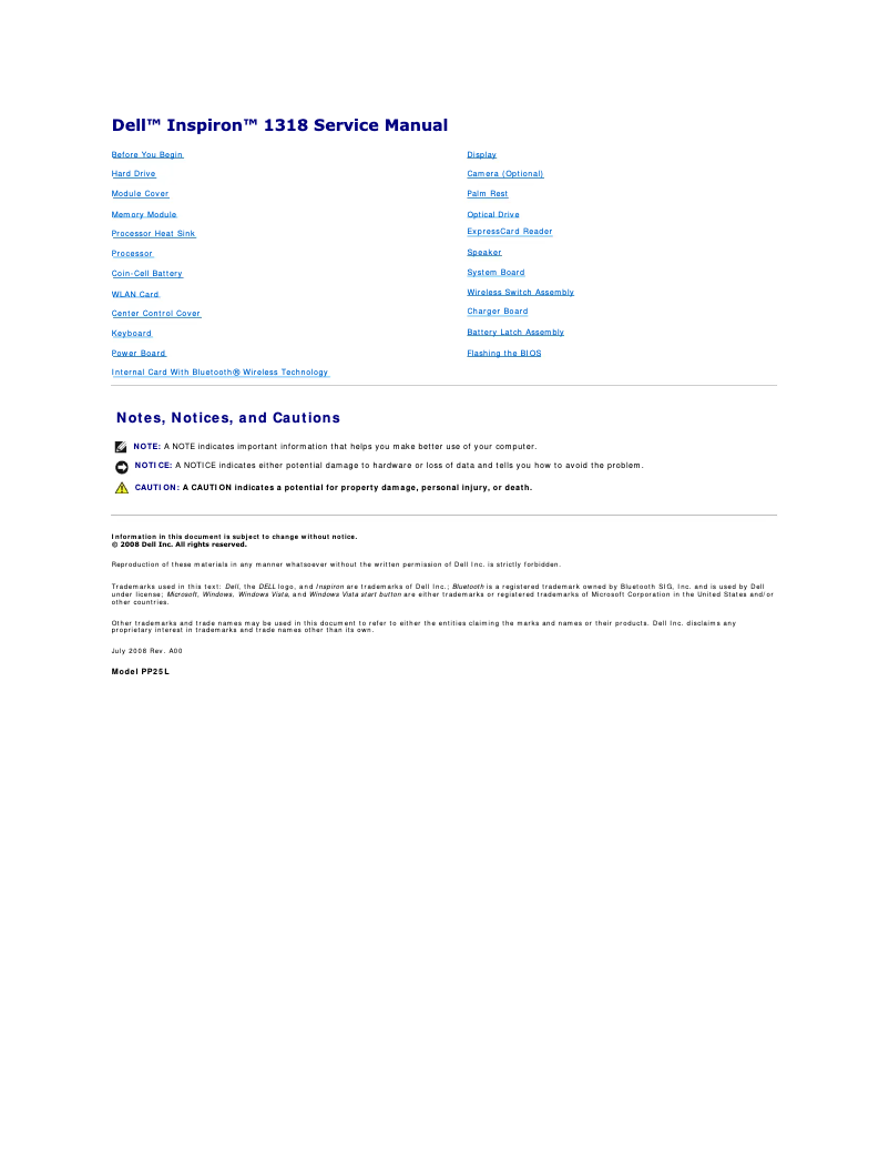 Página 1 del manual Manual de usuario Dell Inspiron 1318