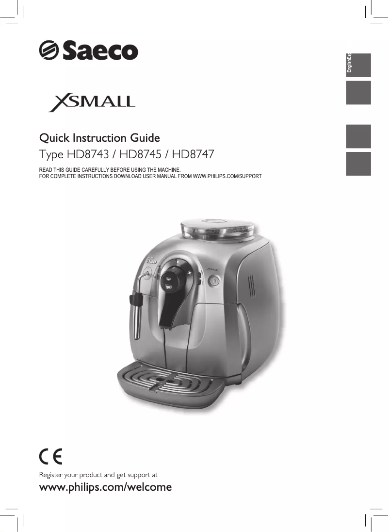 Imagen de la primera página del manual del dispositivo Saeco Xsmall HD8745