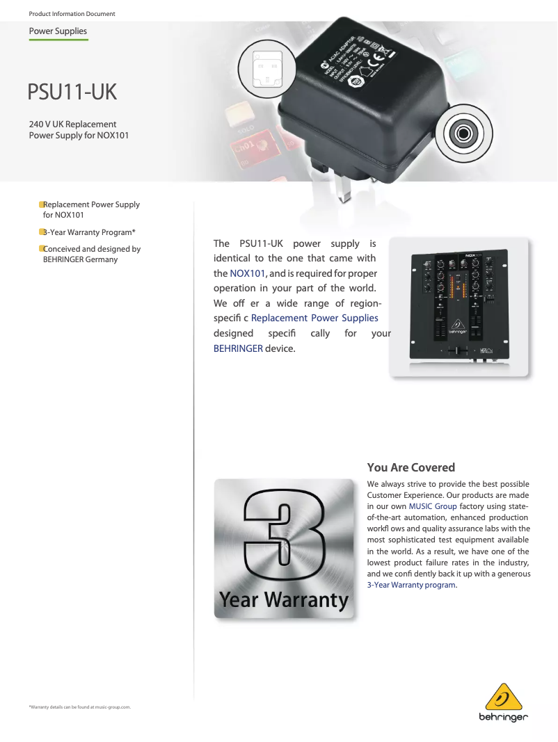 Imagen de la primera página del manual del dispositivo PSU11-UK