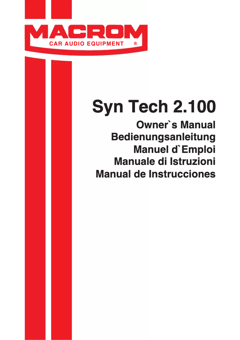 Imagen de la primera página del manual del dispositivo Syn Tech 2.100