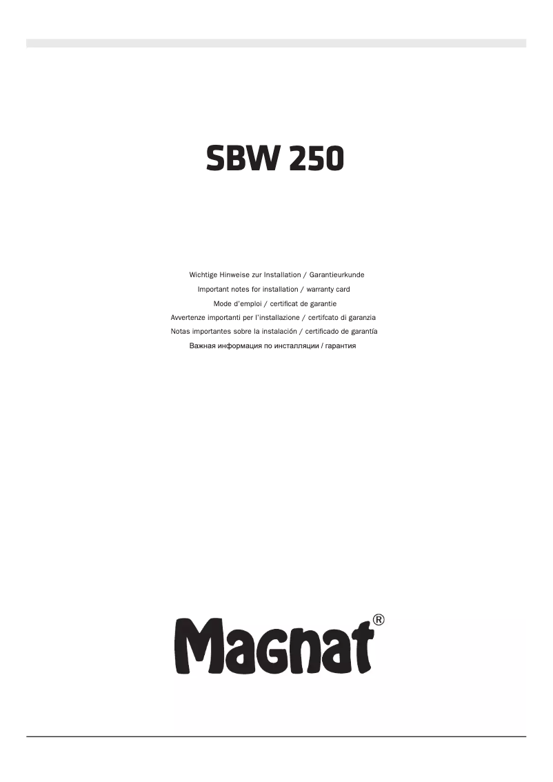 Página 1 del manual Manual de usuario Magnat SBW 250