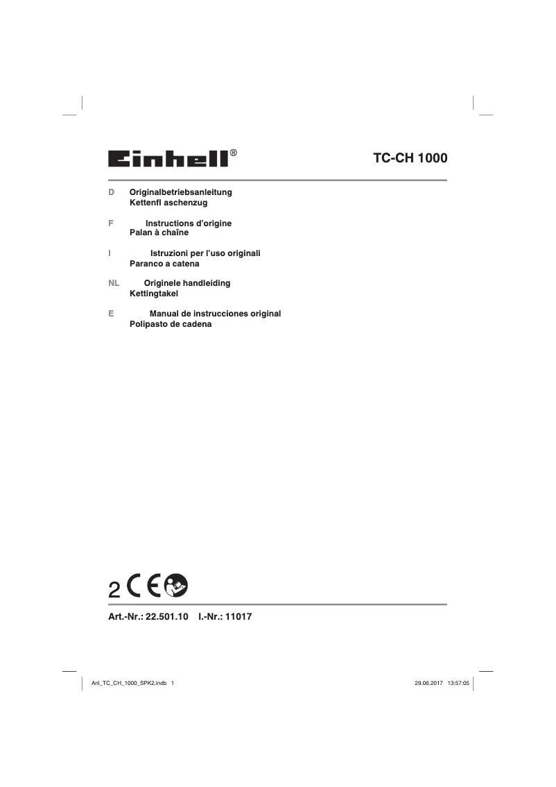 Página 1 del manual Manual de usuario Einhell TC-CH 1000