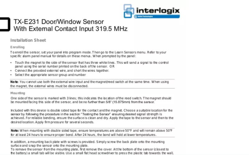 Página 1 del manual Manual de usuario Interlogix TX-E231