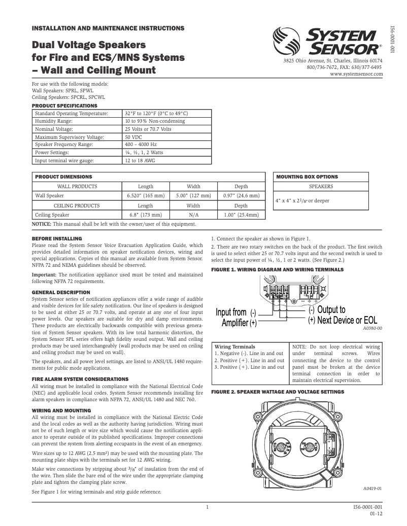 Página nº 1 - Manual de usuario System Sensor SPRL