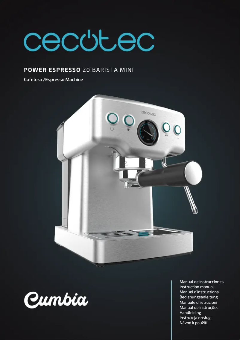 Imagen de la primera página del manual del dispositivo Power Espresso 20 Barista Mini