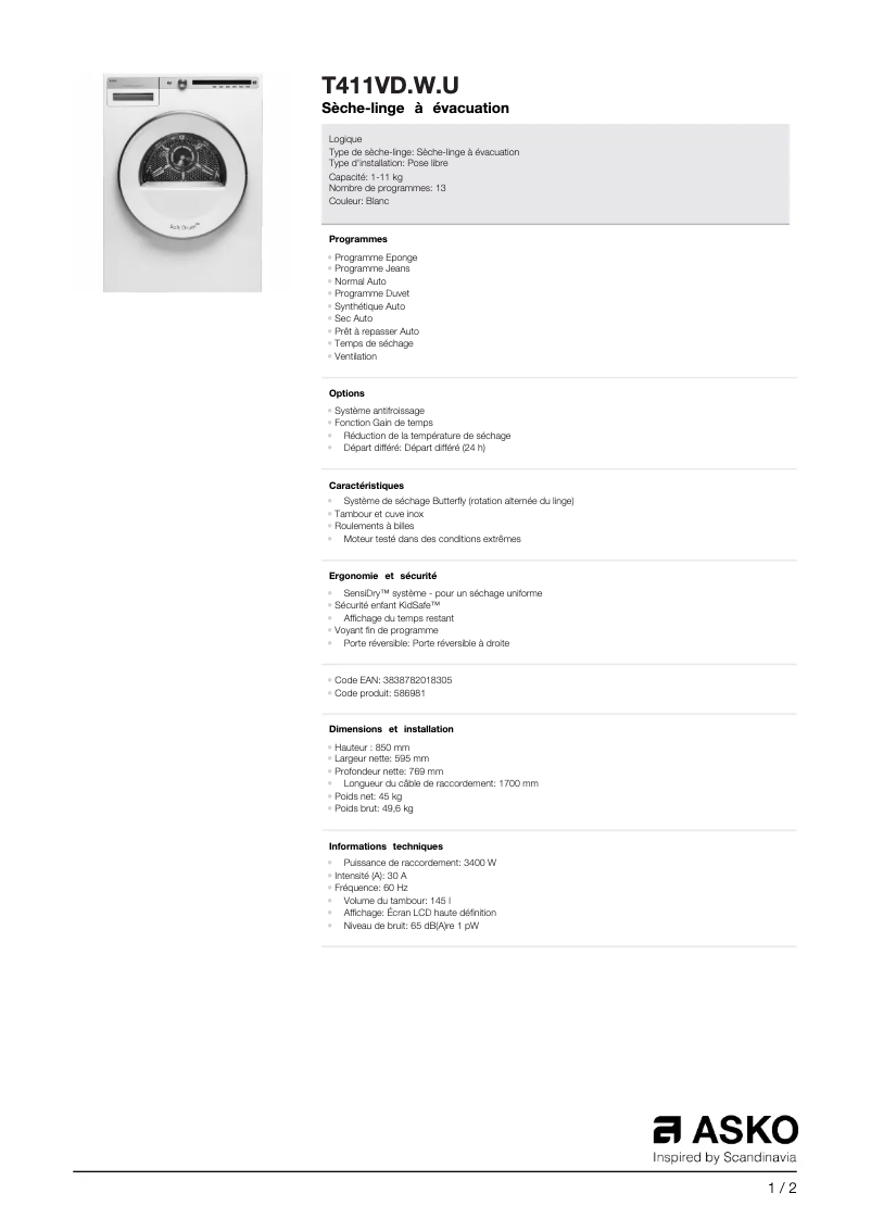 Imagen de la primera página del manual del dispositivo T411VD.W.U
