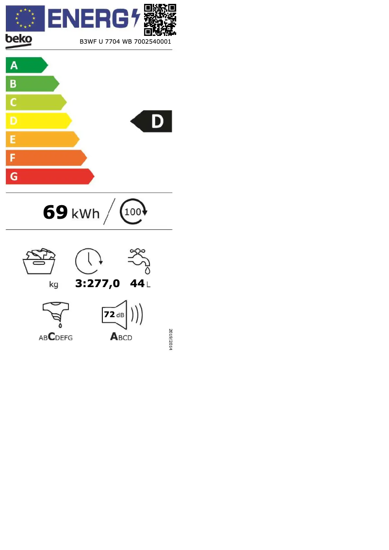 Imagen de la primera página del manual del dispositivo B3WF U 7704 WB
