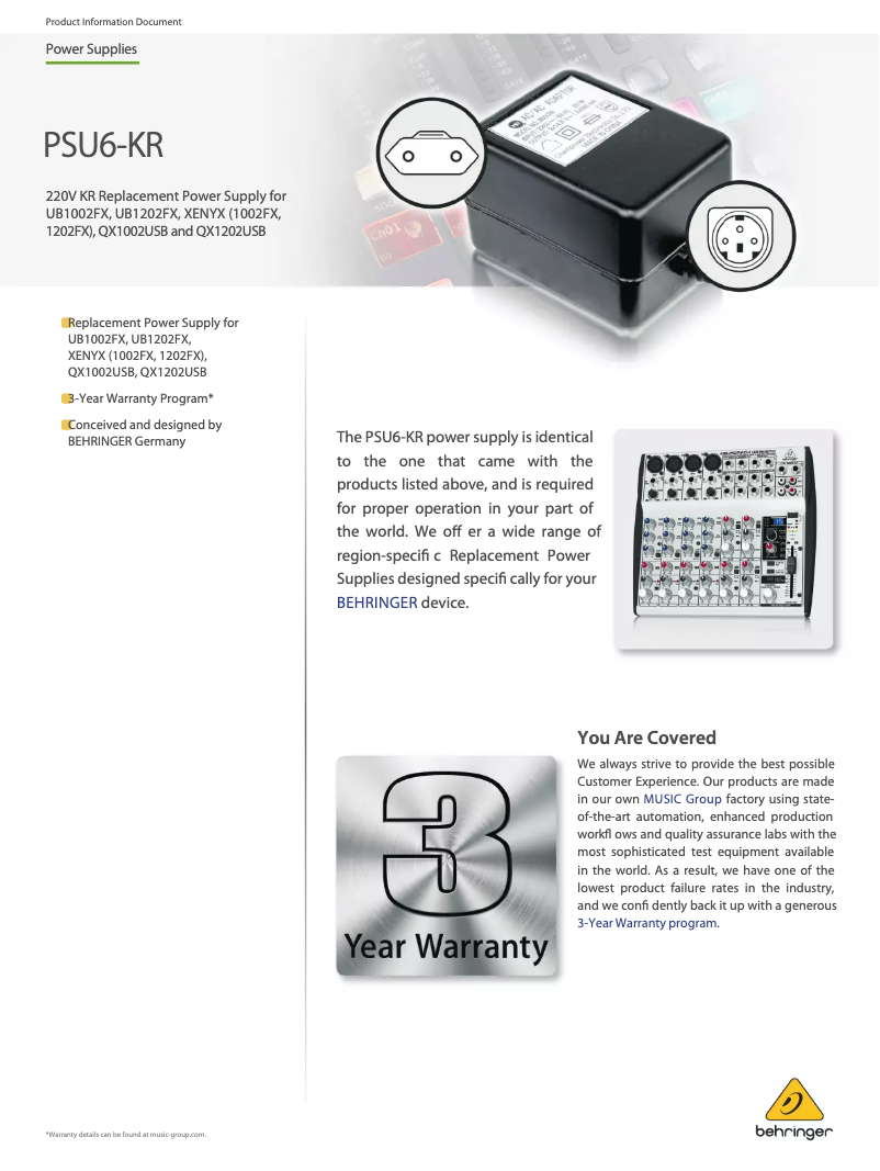 Página 1 del manual Manual de usuario Behringer PSU6-KR
