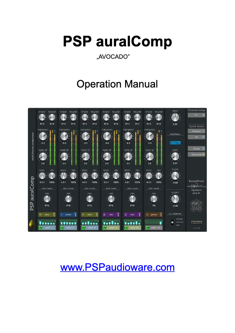 Página 1 del manual Manual de usuario PSP Audioware auralControl