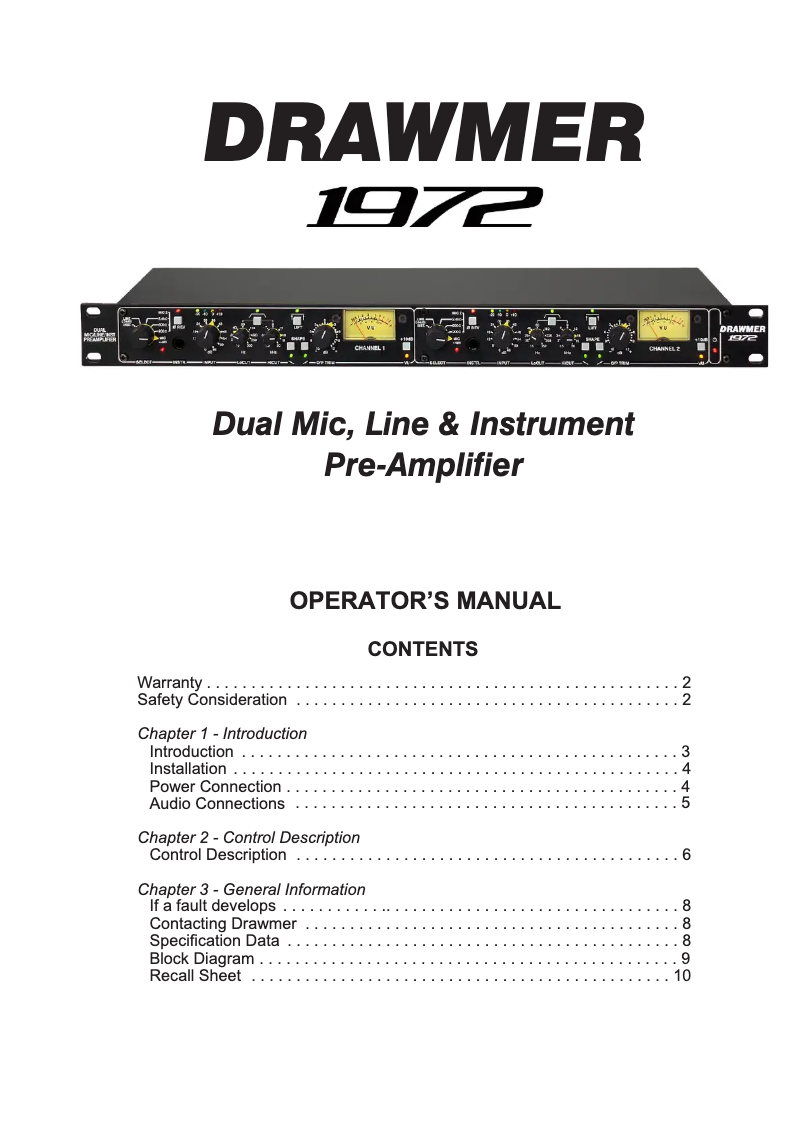 Página 1 del manual Manual de usuario Drawmer 1972