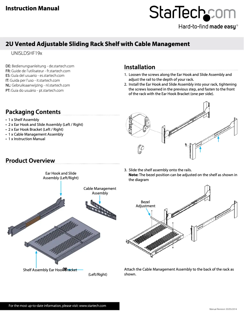 Imagen de la primera página del manual del dispositivo UNISLDSHF192