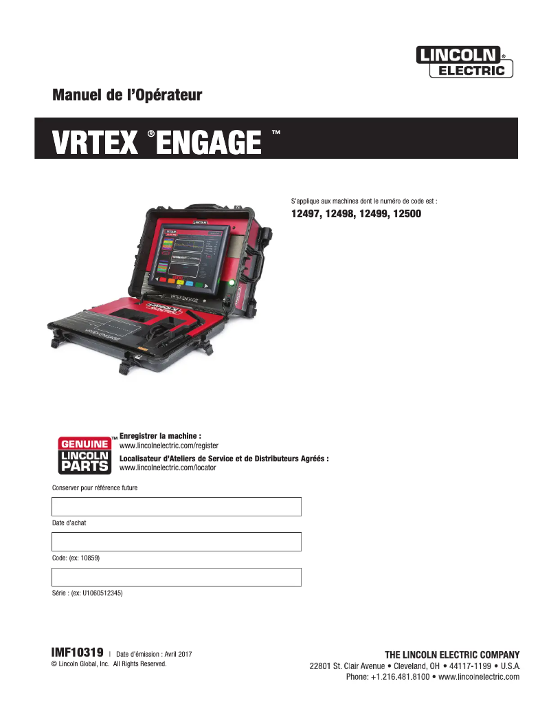 Imagen de la primera página del manual del dispositivo VRTEX Engage