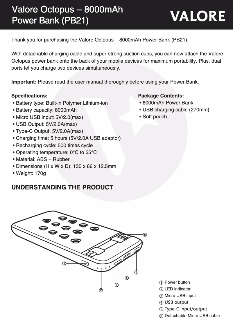 Página 1 del manual Manual de usuario Valore PB21