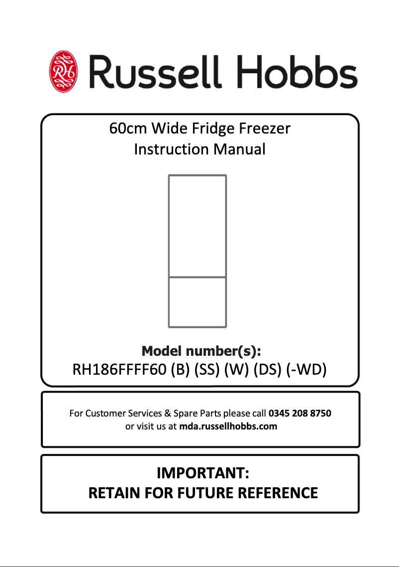 Página 1 del manual Manual de usuario Russell Hobbs RH186FFFF60SS