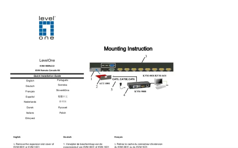 Imagen de la primera página del manual del dispositivo KVM-9009