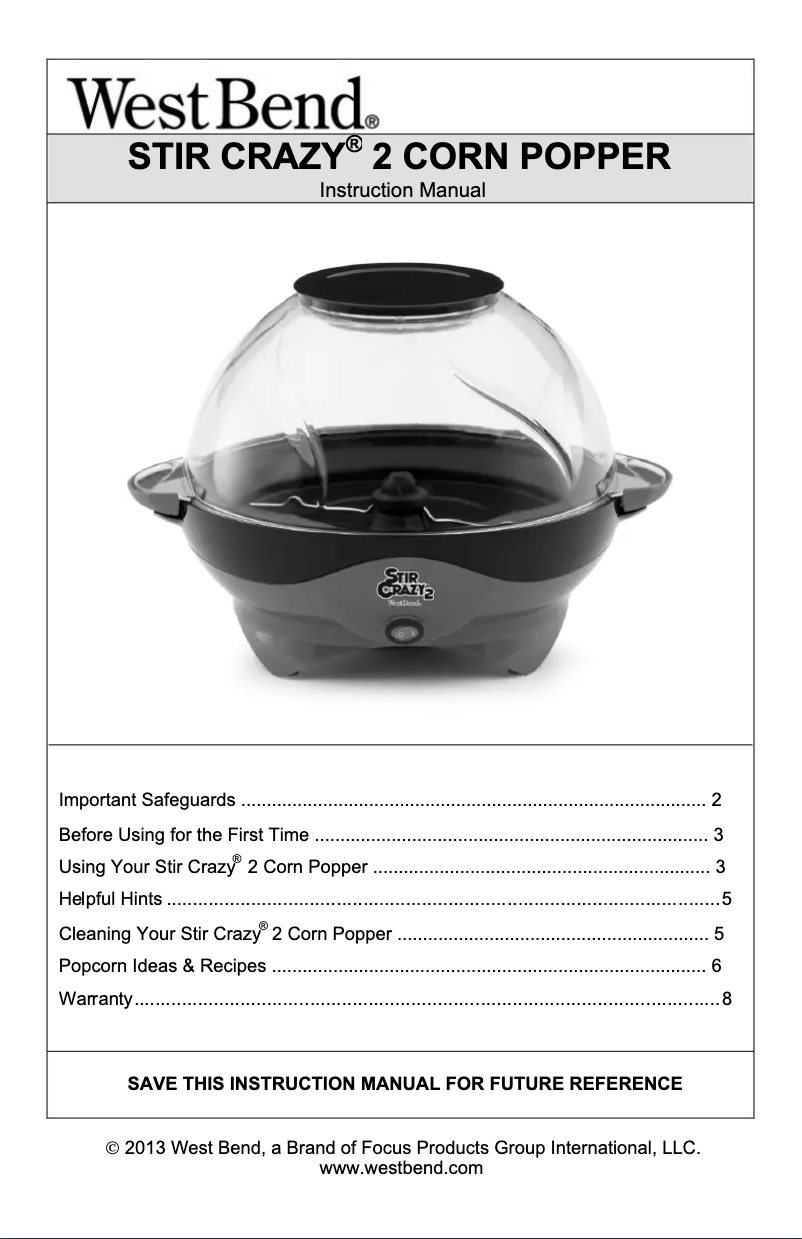 Imagen de la primera página del manual del dispositivo Stir Crazy 2 82310Y