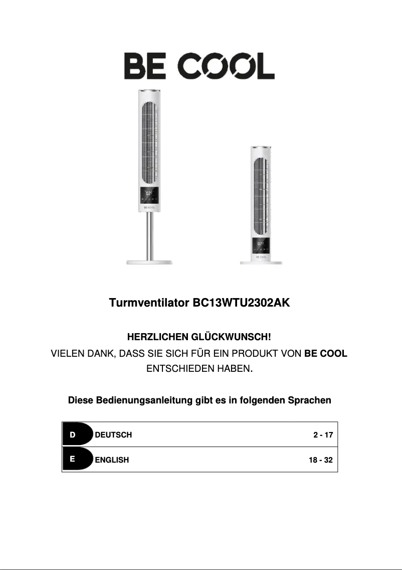 Imagen de la primera página del manual del dispositivo BC13WTU2302AK