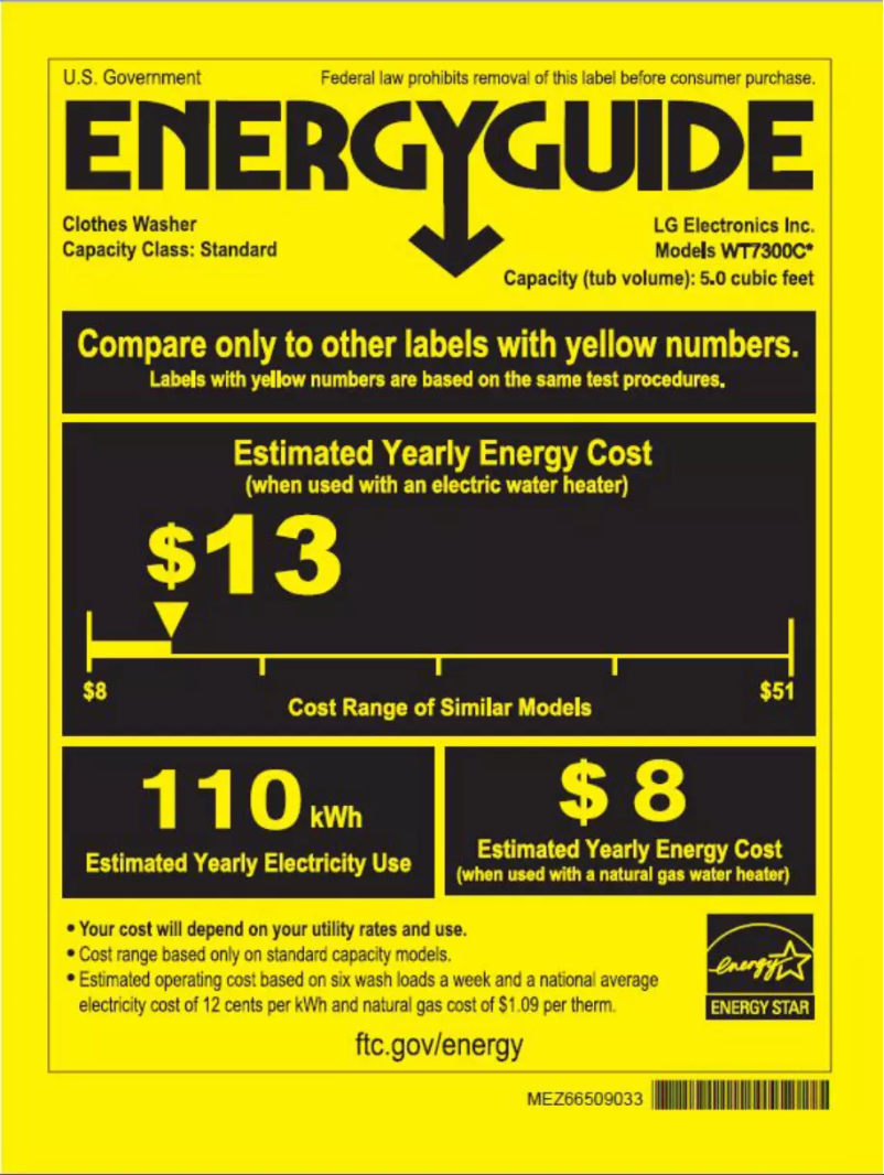 Página 1 del manual Etiqueta energética LG WT7300CV