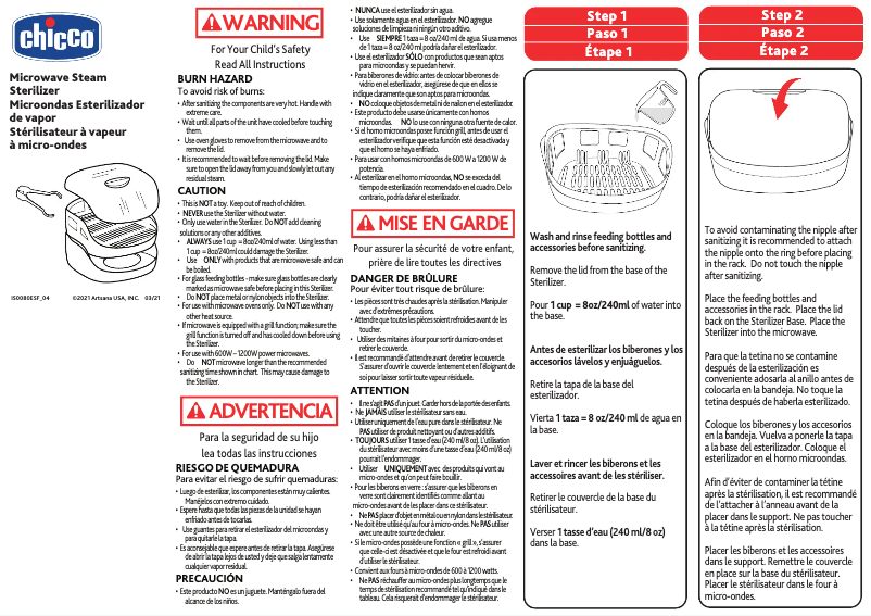 Página nº 1 - Manual de usuario Chicco Microwave Steam Sterilizer
