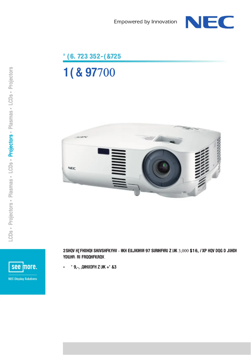 Página 1 del manual Ficha técnica NEC VT700