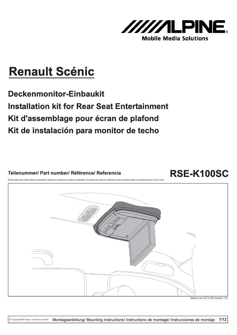 Imagen de la primera página del manual del dispositivo RSE-K100SC