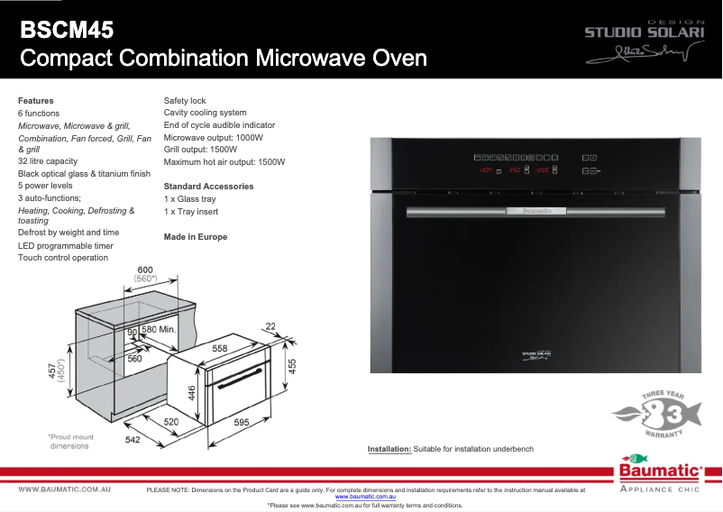 Página 1 del manual Ficha técnica Baumatic BSCM45