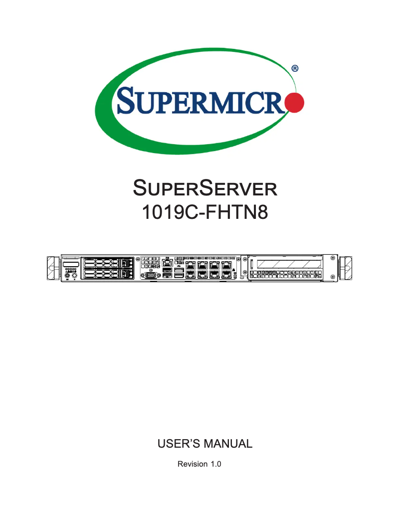 Página 1 del manual Manual de usuario Supermicro SuperServer 1019C-FHTN8