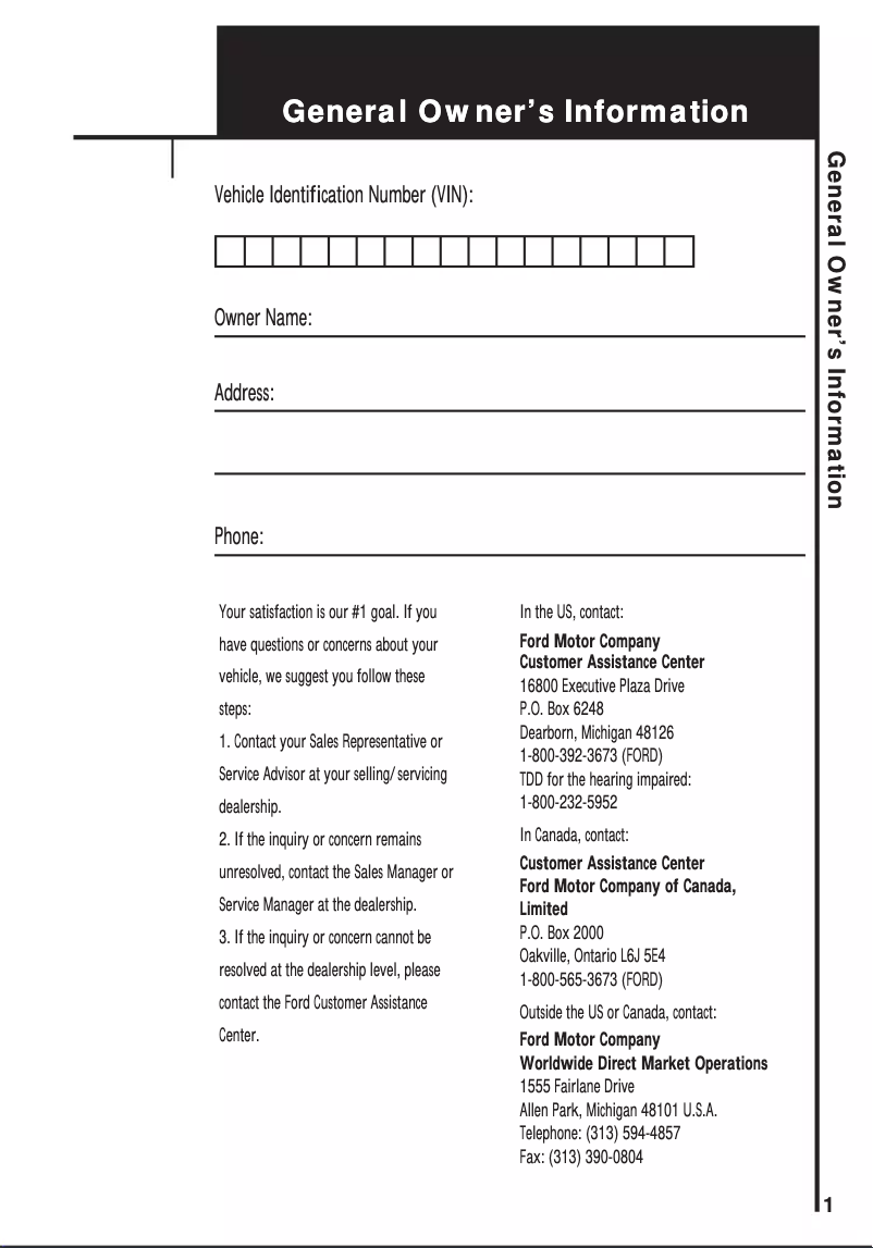 Imagen de la primera página del manual del dispositivo Windstar (1999)