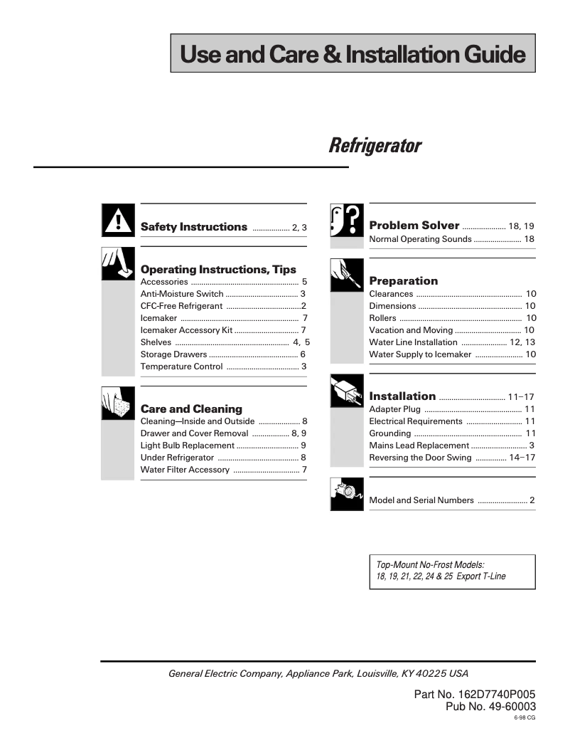 Imagen de la primera página del manual del dispositivo TBT24JABWW