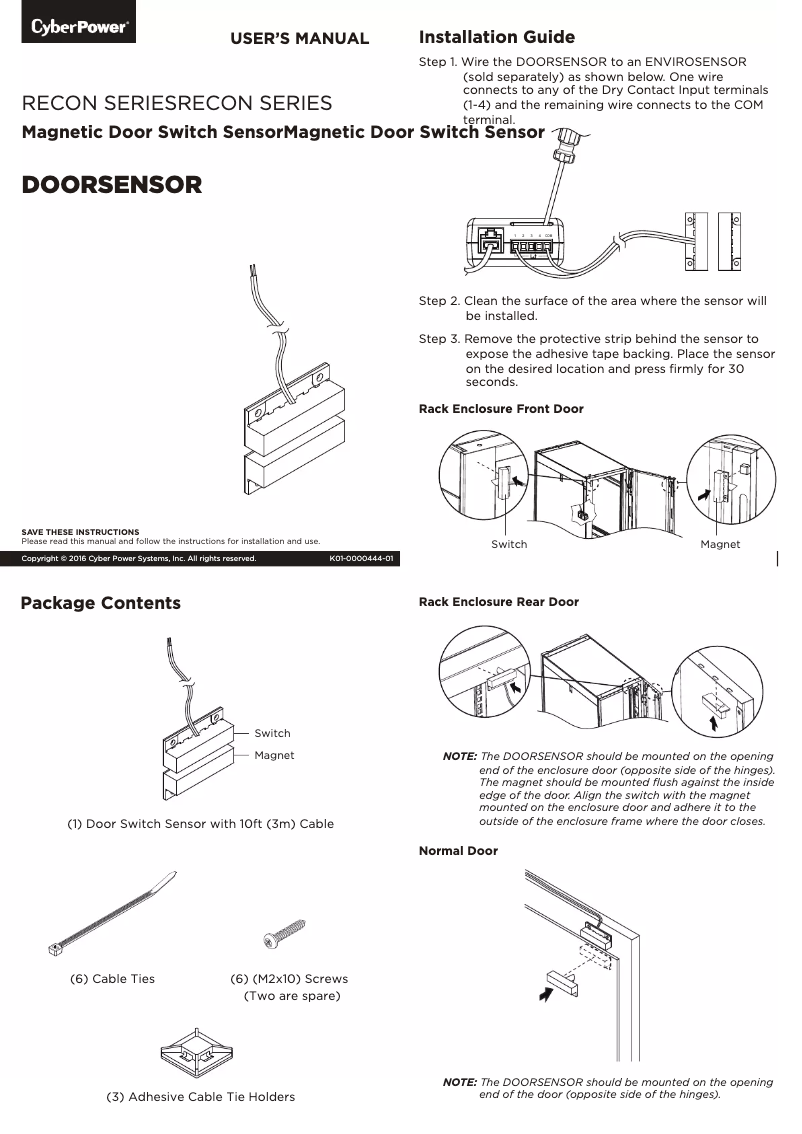 Imagen de la primera página del manual del dispositivo Doorsensor
