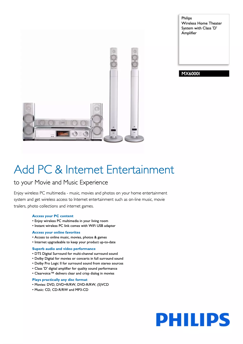 Página 1 del manual Folleto Philips MX6000I