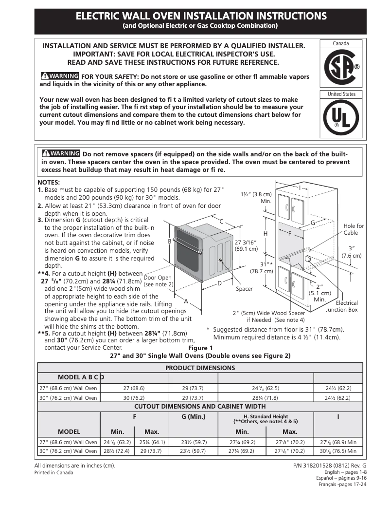 Página 1 del manual Guía de instalación Electrolux EI27MC45PS