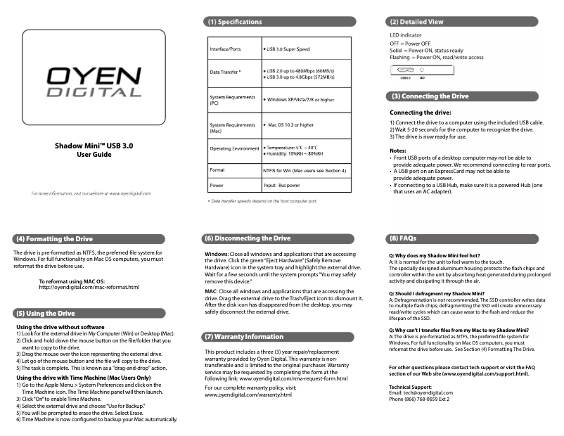 Imagen de la primera página del manual del dispositivo Shadow Mini