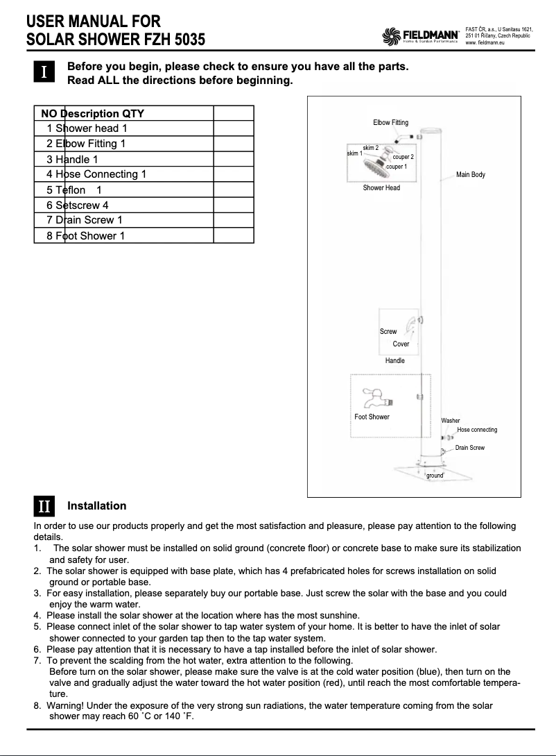Página 1 del manual Manual de usuario Fieldmann FZH 5035