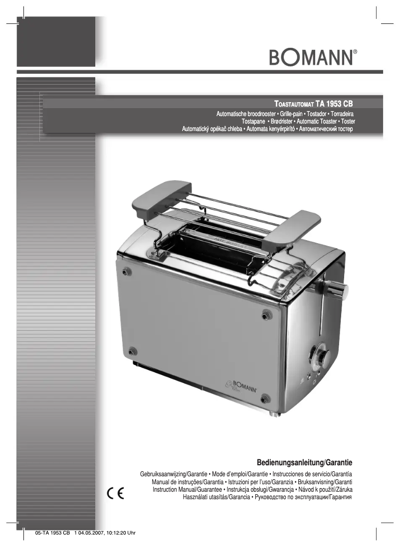 Imagen de la primera página del manual del dispositivo TA 1953 CB
