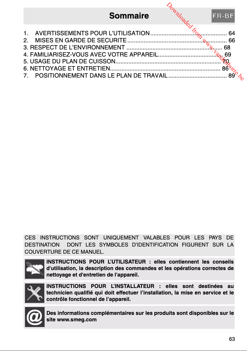 Página 1 del manual Manual de usuario Smeg PGF30T-1