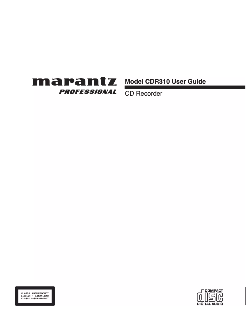 Página 1 del manual Manual de usuario Marantz CDR310