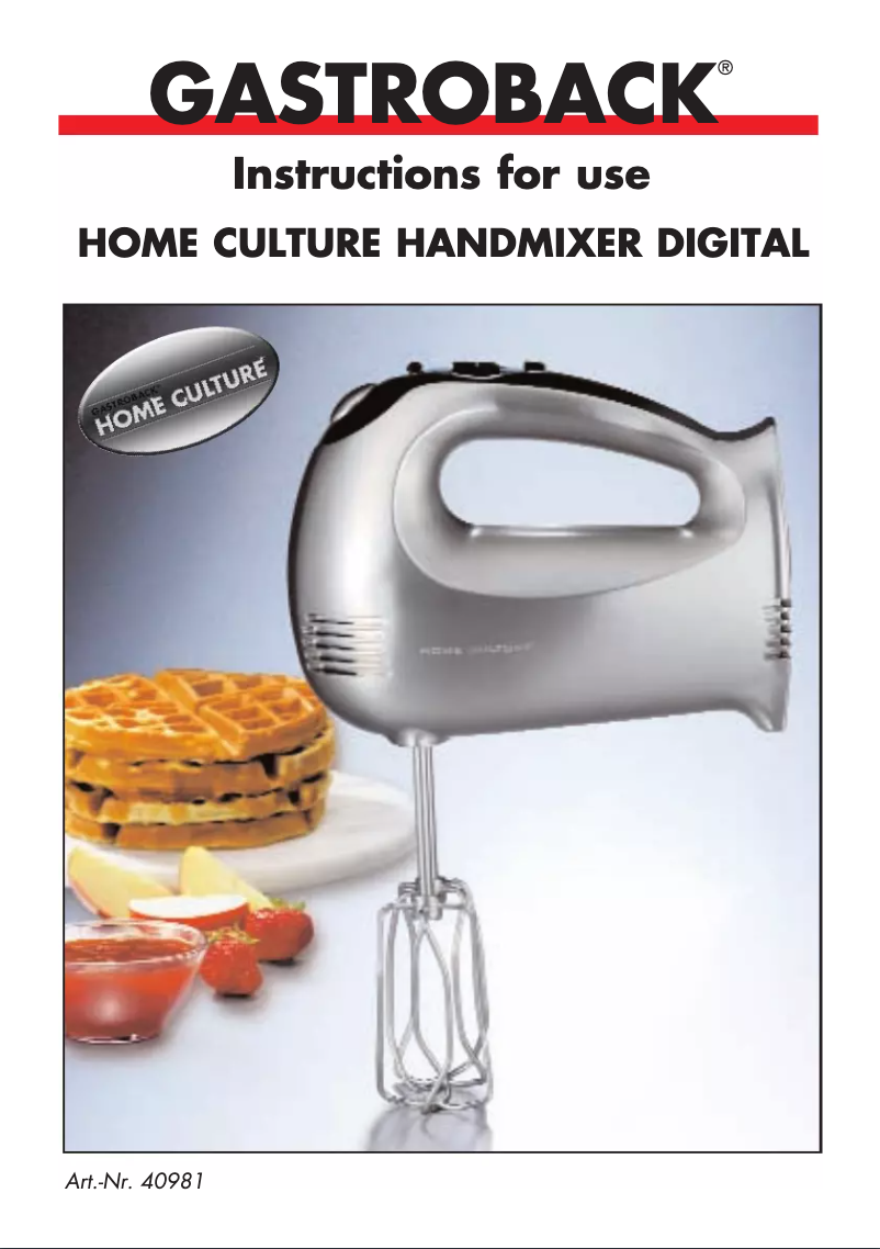 Página 1 del manual Manual de usuario Gastroback 40981