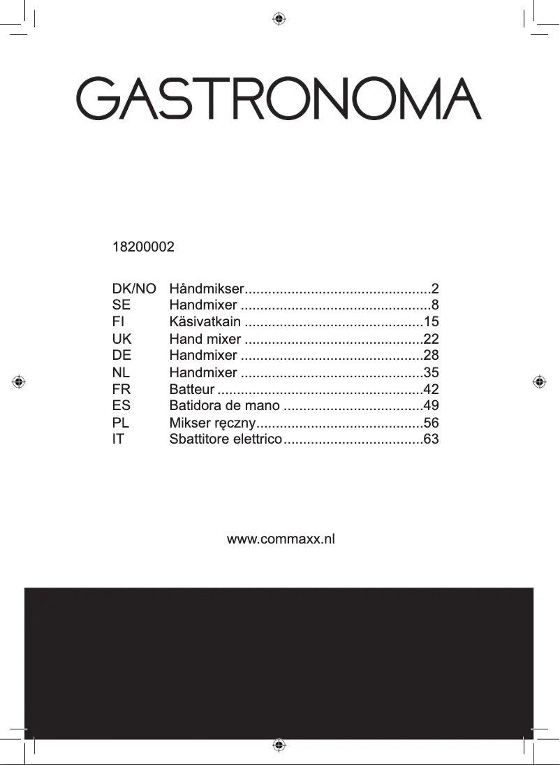 Imagen de la primera página del manual del dispositivo 18200002