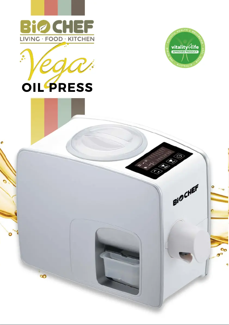 Imagen de la primera página del manual del dispositivo Vega Oil Press