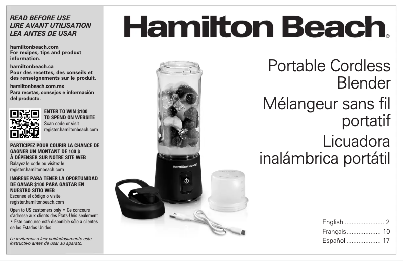 Página 1 del manual Manual de usuario Hamilton Beach Blend Now 51182